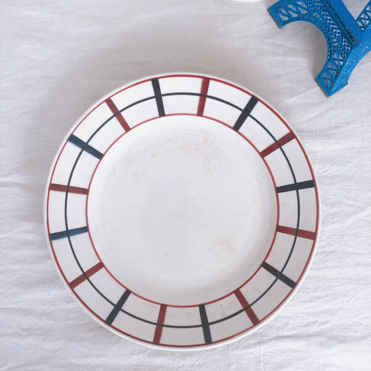 サンタマン St Amand 『Lou Basquez』ディナープレート/平皿 23.8㎝ バスク柄 E フランスアンティーク 蚤の市 ブロカント