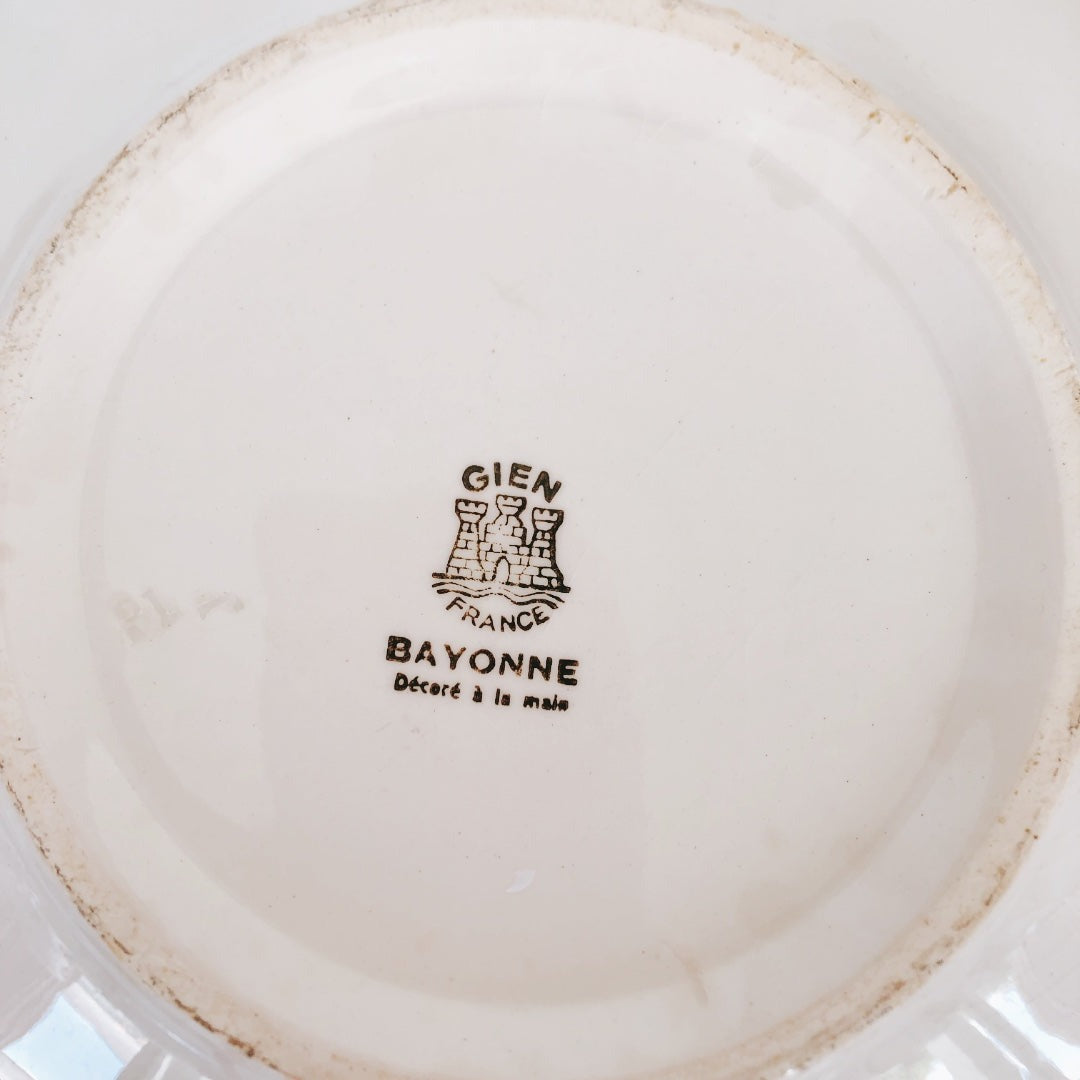 ジアン Gien 『BAYONNE』サラディエ/スーピエール バスク柄 レッド✕ブルー フランスアンティーク・食器・皿・プレート ブロカント