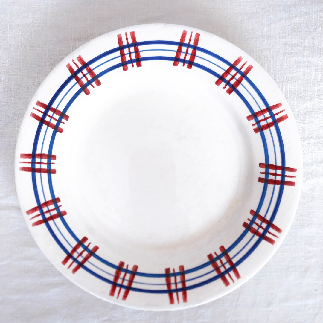 サルグミンヌ sarreguemines 『POITOU』バスク柄 プレート 平皿 B フランスアンティーク食器 フランス蚤の市・ブロカント メディア (19個中1個)
