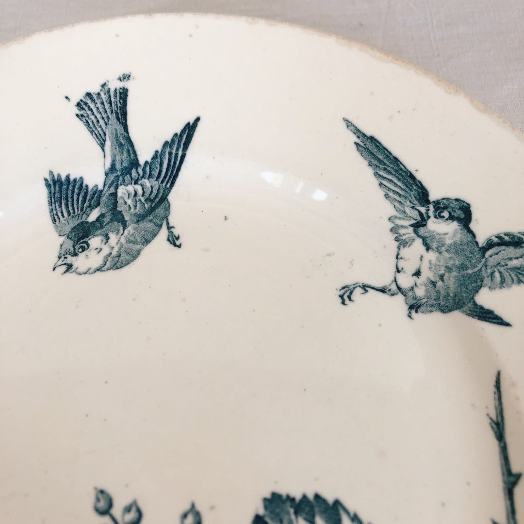 フランスアンティーク K&G Luneville リュネヴィル 『RONCE』木苺&鳥 A フランスアンティーク食器 ブロカント 蚤の市