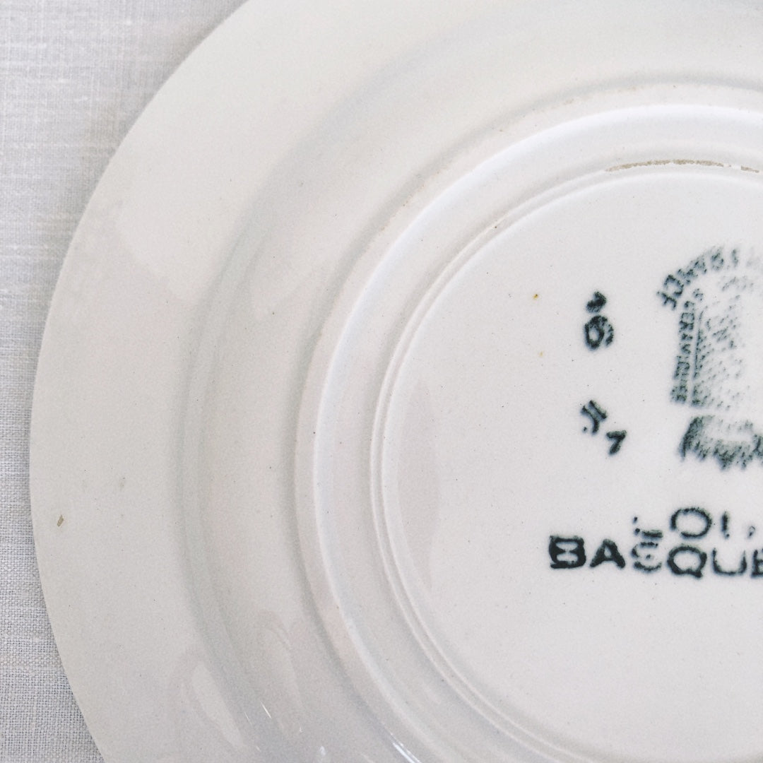 サンタマン 『Lou Basquez』デザートプレート バスク柄 『レッドxブルー』I フランスアンティーク食器 フランス 蚤の市