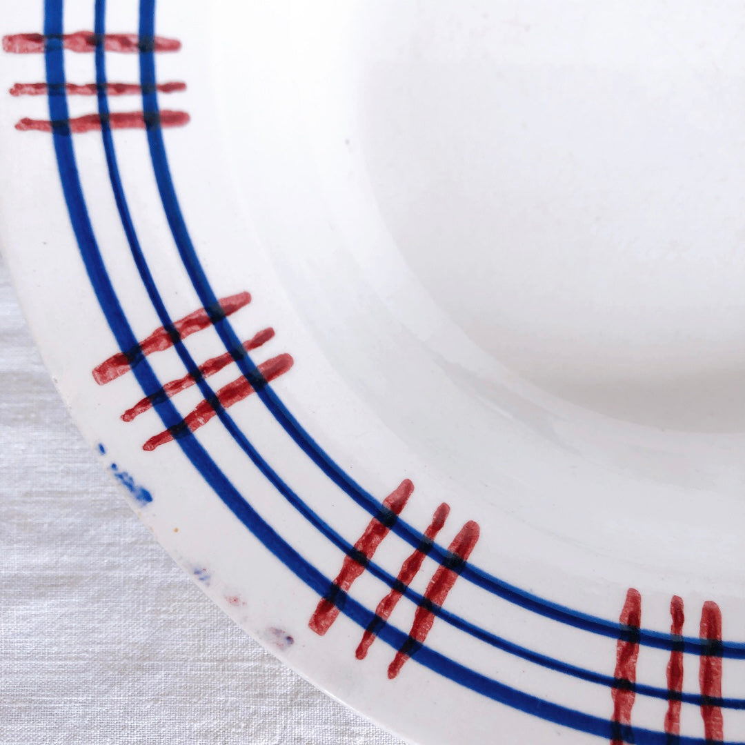 ディゴワンサルグミンヌ Digoin&Sarreguemines 『POITOU』バスク柄 スーププレート 深皿 A フランスアンティーク食器 フランス蚤の市・ブロカント