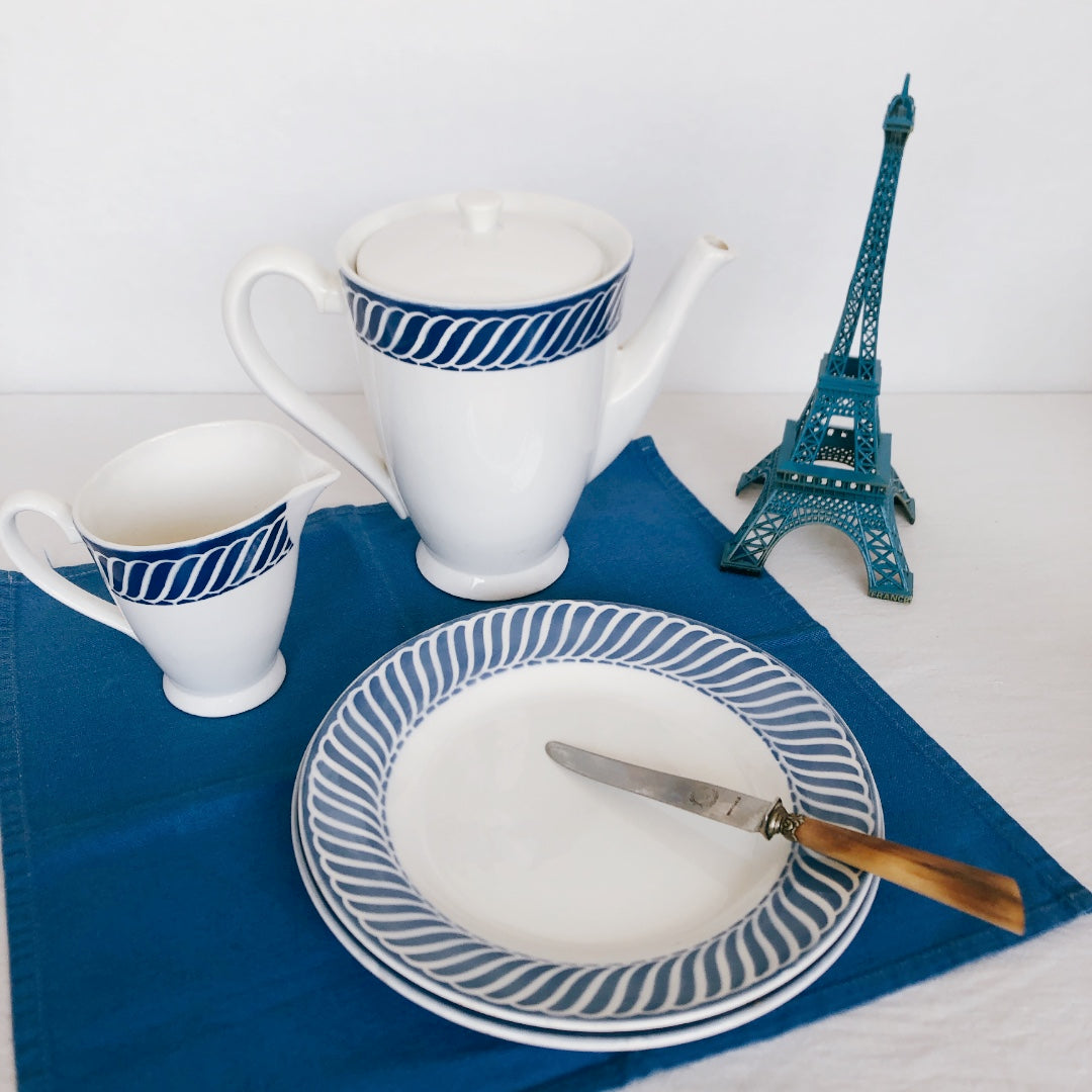 ディゴワンサルグミンヌ Digoin&sarregumines ミルクポット ”JACQUOT” ブルー フランスアンティーク食器 ブロカント 蚤の市