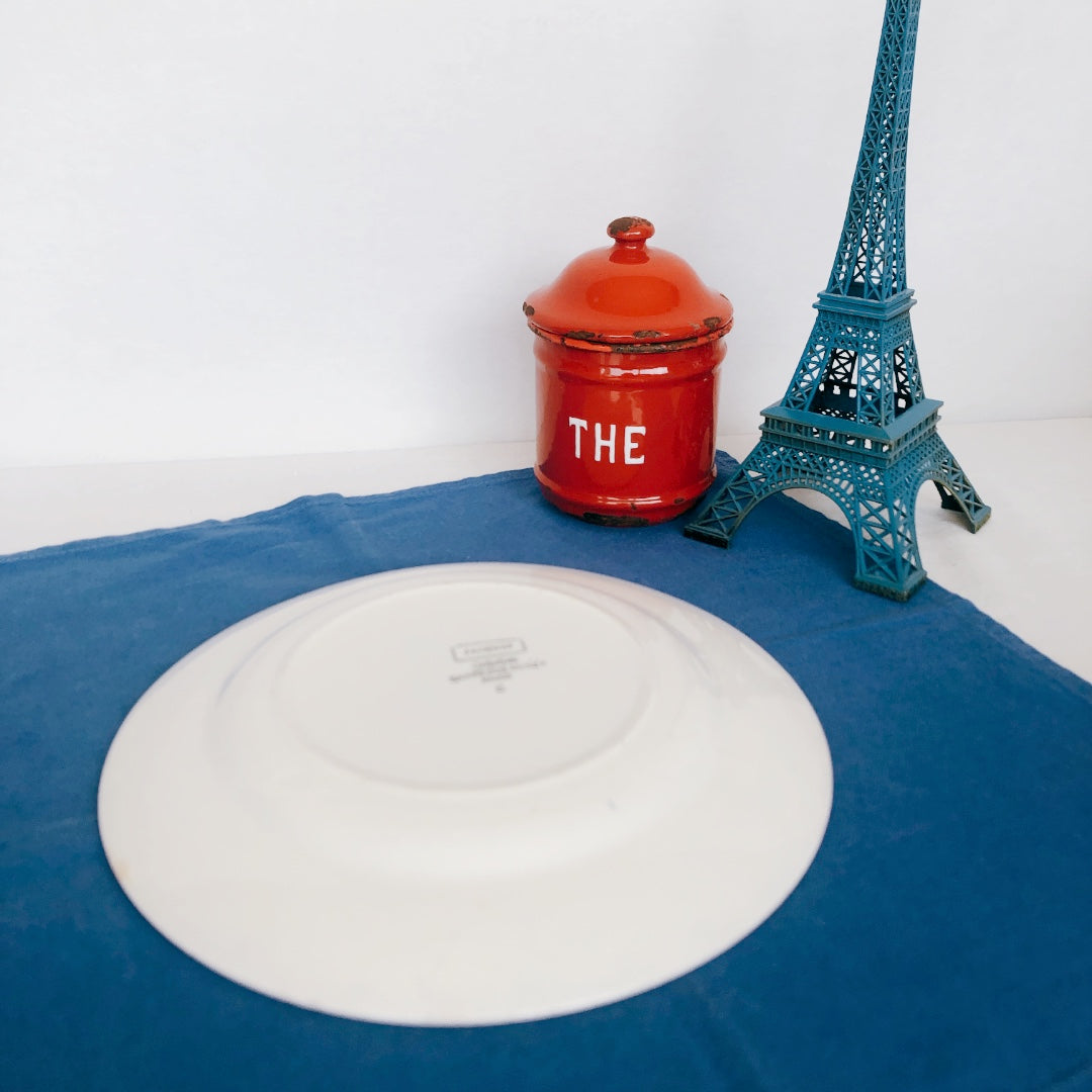 ディゴワンサルグミンヌ Digoin&sarregumines 平皿 ”JACQUOT” ブルー A フランスアンティーク食器 ブロカント 蚤の市