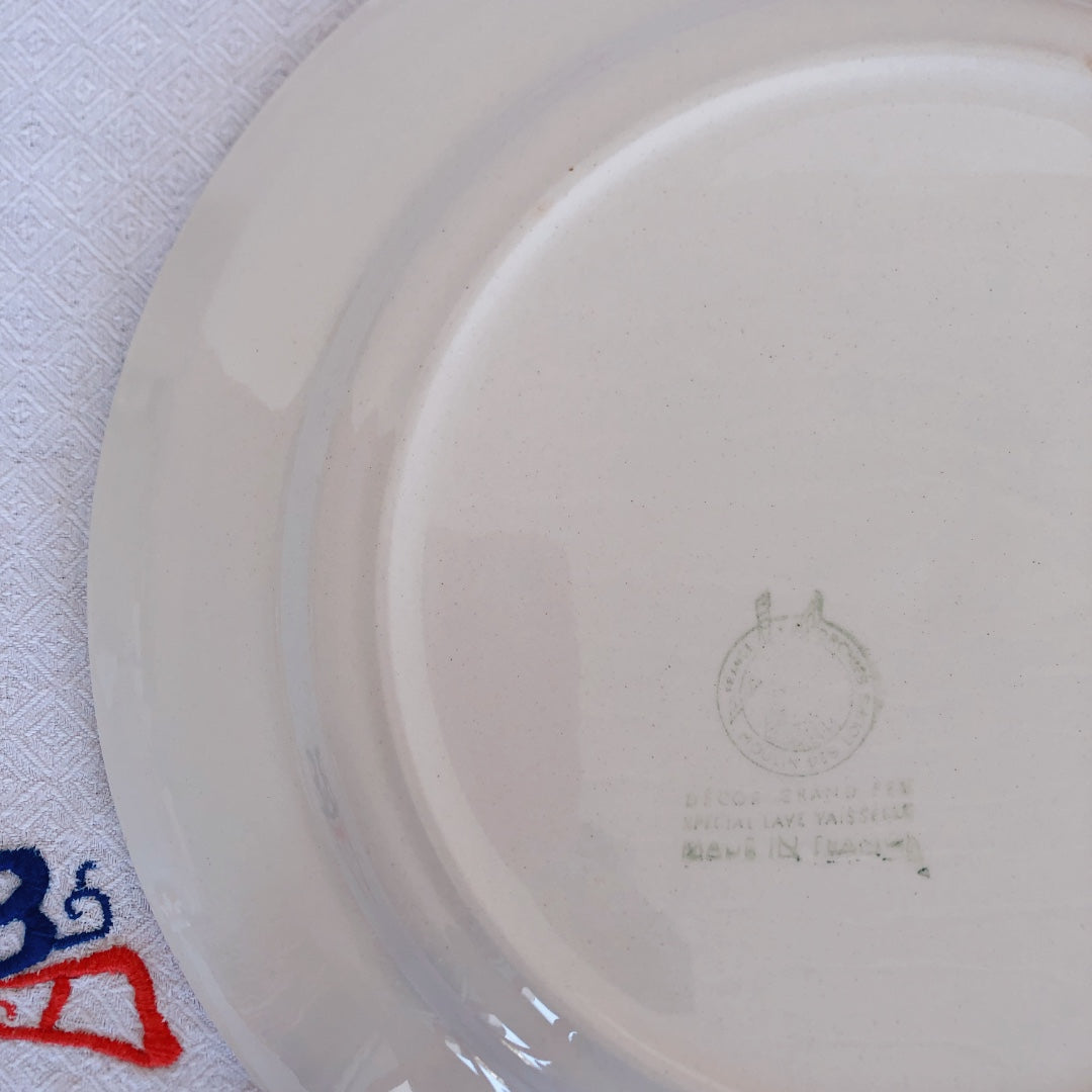 ムーランデルー Moulin des Loups バスク柄 大皿 ラウンドプレート27㎝ B フランスアンティーク食器 ブロカント 蚤の市