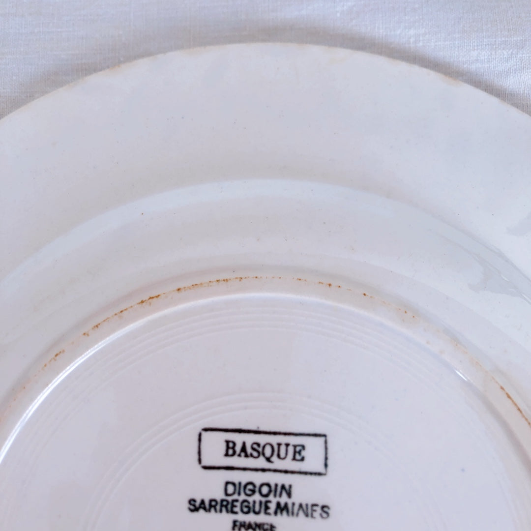 ディゴワンサルグミンヌ 『BASQUE』バスク柄 大皿 フランスアンティーク食器 フランス蚤の市 ブロカント バスクアンティーク