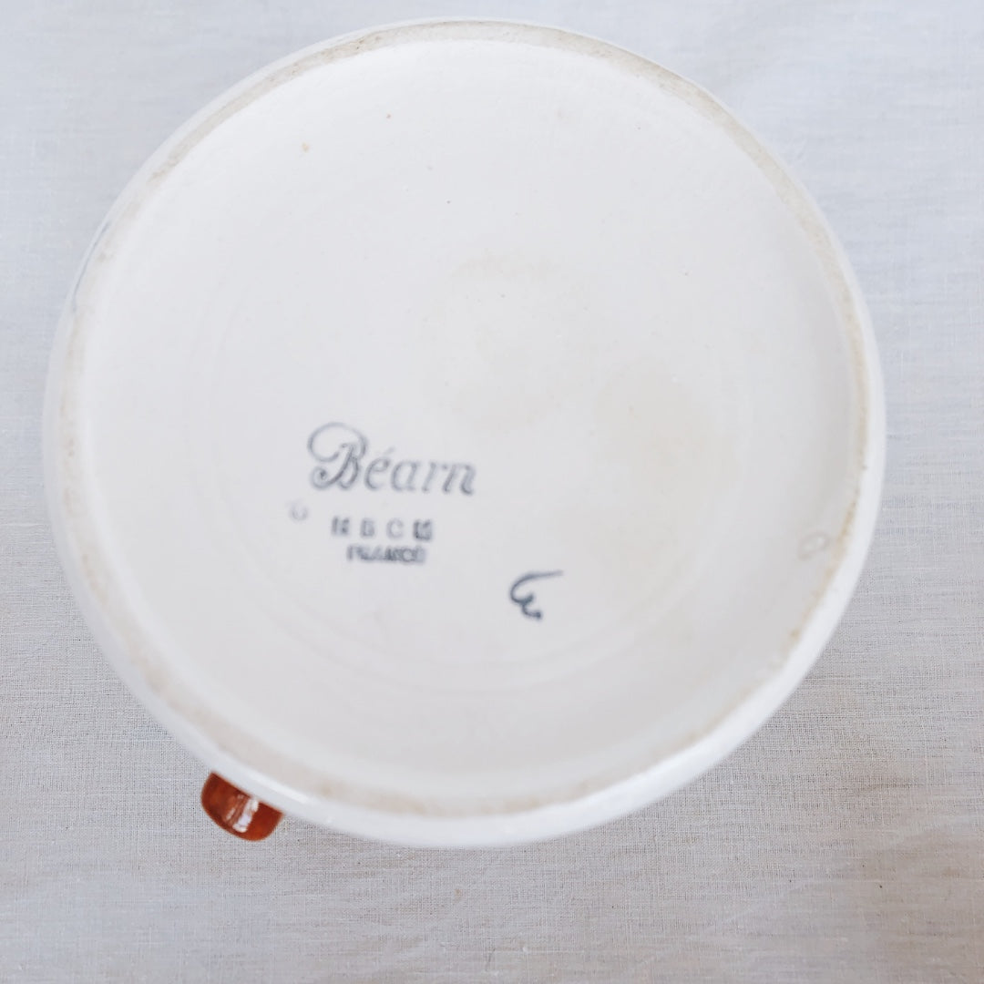 フランスアンティーク・食器・皿・プレート ブロカント HBCM Béarn バスク柄 ピシェ「マロン・マリン」