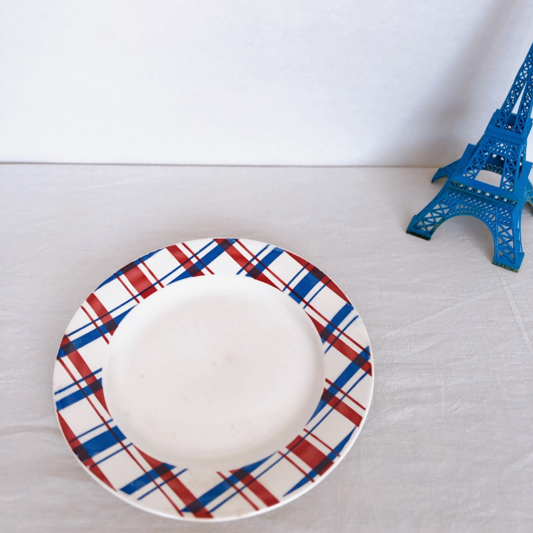 ディゴワンサルグミンヌ 『BASQUE』バスク柄 デイナープレート C フランスアンティーク食器 フランス蚤の市 ブロカント バスクアンティーク
