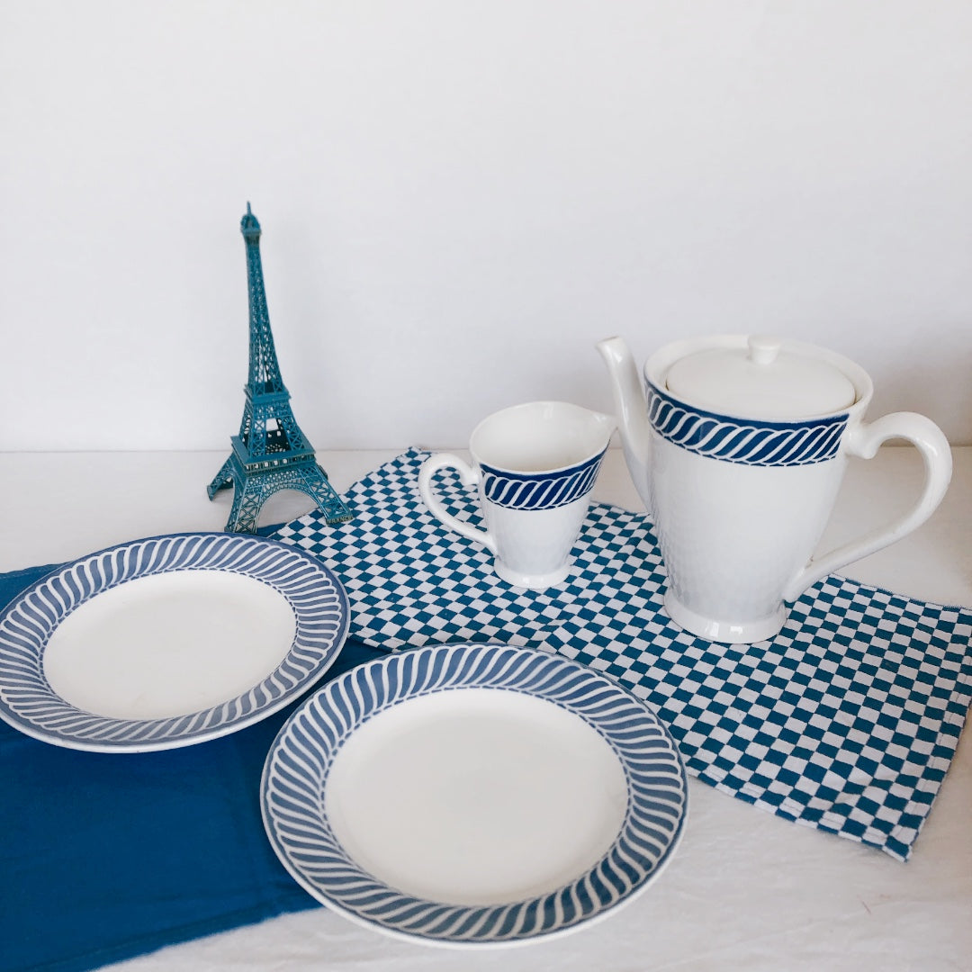 ディゴワンサルグミンヌ Digoin&sarregumines コーヒー/ティーポット ”JACQUOT” ブルー フランスアンティーク食器 ブロカント 蚤の市