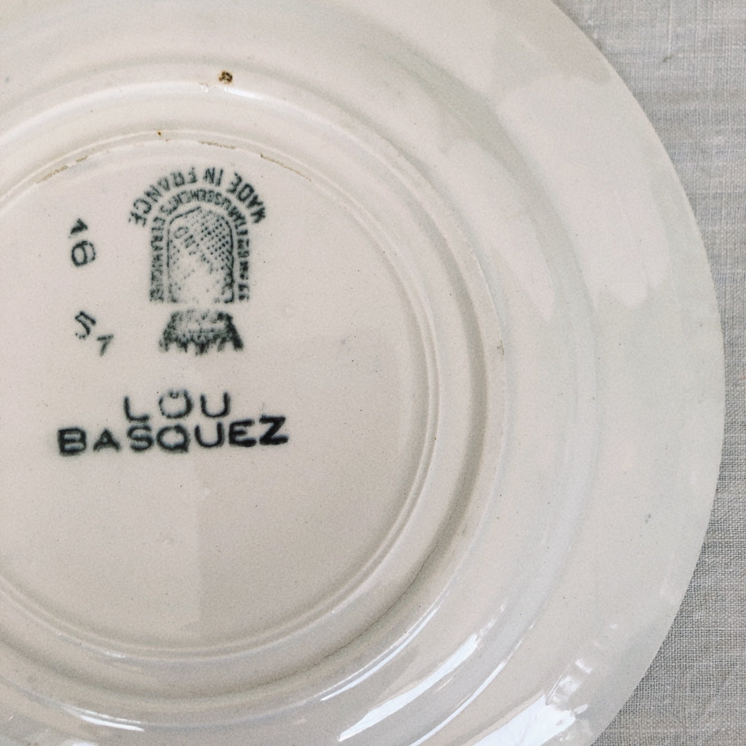サンタマン 『Lou Basquez』デザートプレート バスク柄 『レッドxブルー』G フランスアンティーク食器 フランス 蚤の市