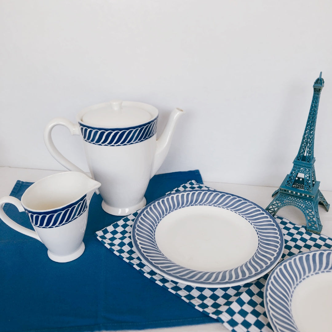 ディゴワンサルグミンヌ Digoin&sarregumines ミルクポット ”JACQUOT” ブルー フランスアンティーク食器 ブロカント 蚤の市