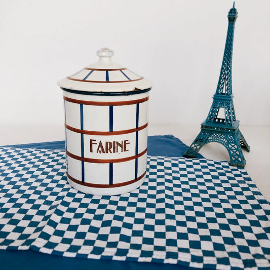 ご予約❤️フランスアンティーク・ヴィンテージ バスク柄 ホーロー製キャニスター 5点フランスアンティーク/ビンテージ雑貨 ブロカント 蚤の市