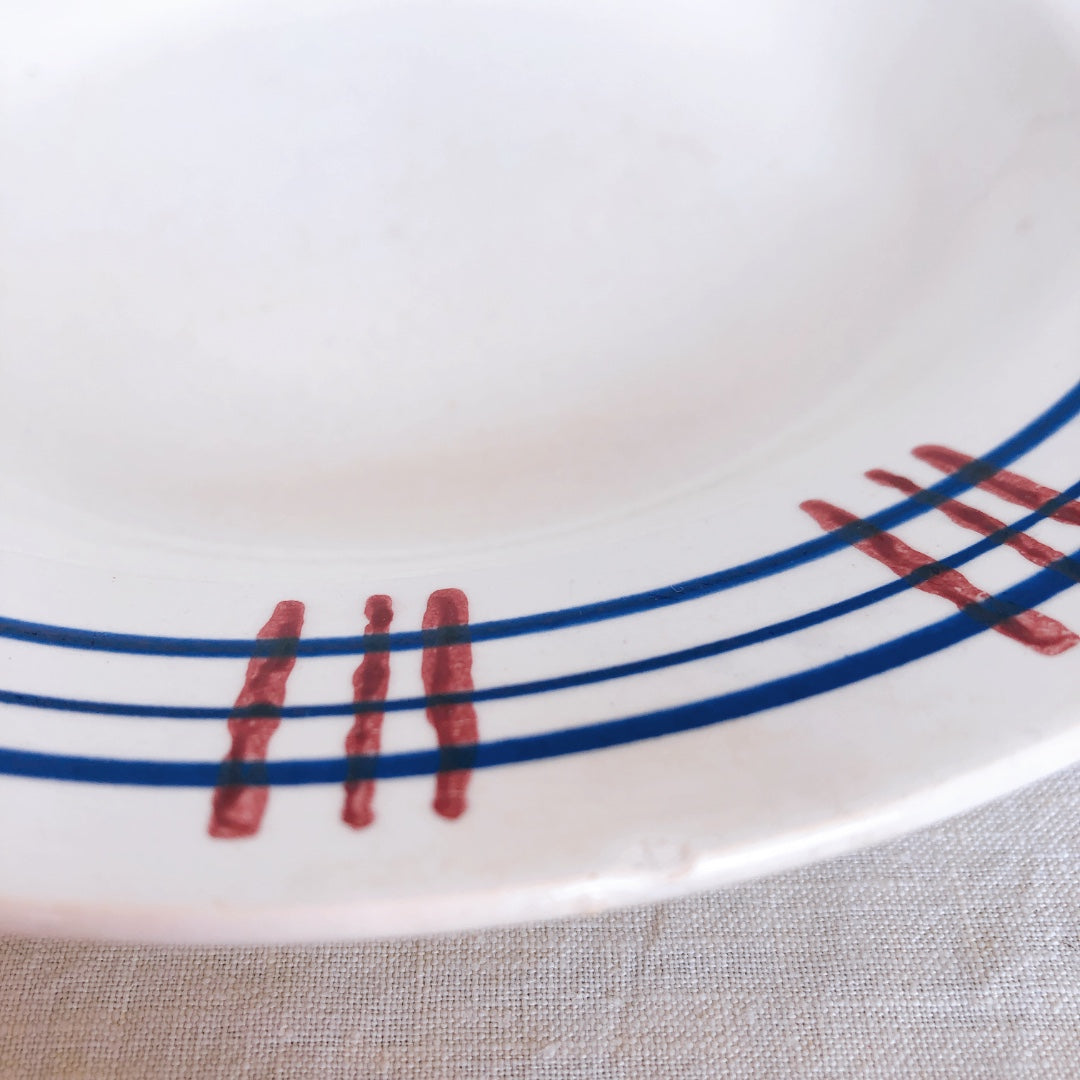 ディゴワンサルグミンヌ Digoin&Sarreguemines 『POITOU』バスク柄 スーププレート 深皿 A フランスアンティーク食器 フランス蚤の市・ブロカント