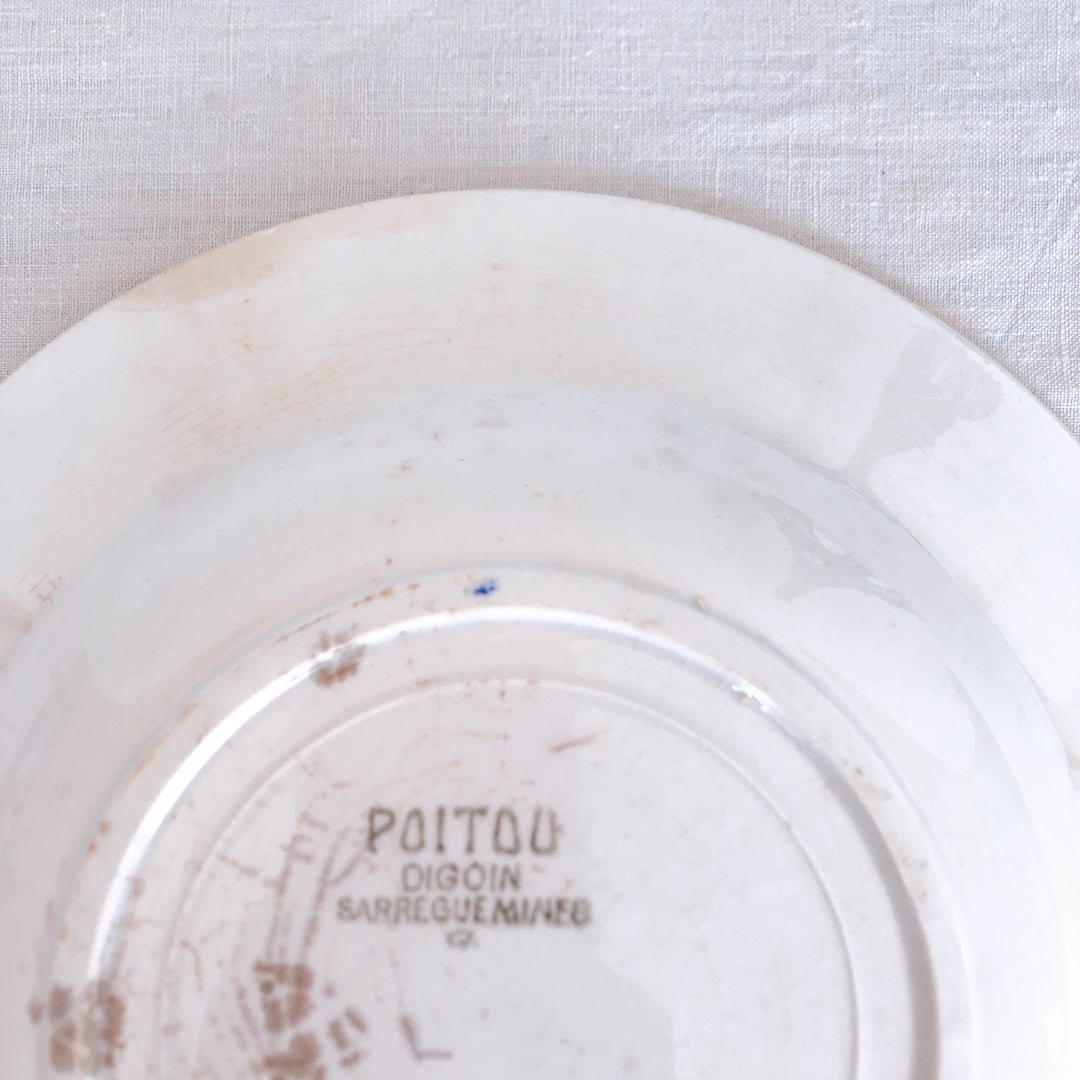 ディゴワンサルグミンヌ Digoin&Sarreguemines 『POITOU』バスク柄 スーププレート 深皿 A フランスアンティーク食器 フランス蚤の市・ブロカント