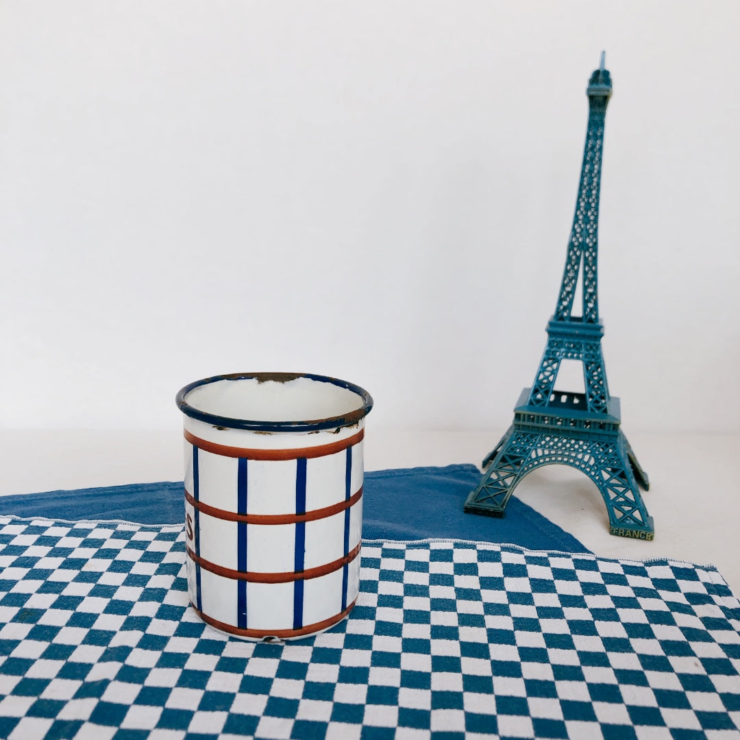 フランスアンティーク・ヴィンテージ バスク柄 ホーロー製キャニスター F フランスアンティーク/ビンテージ雑貨 ブロカント 蚤の市