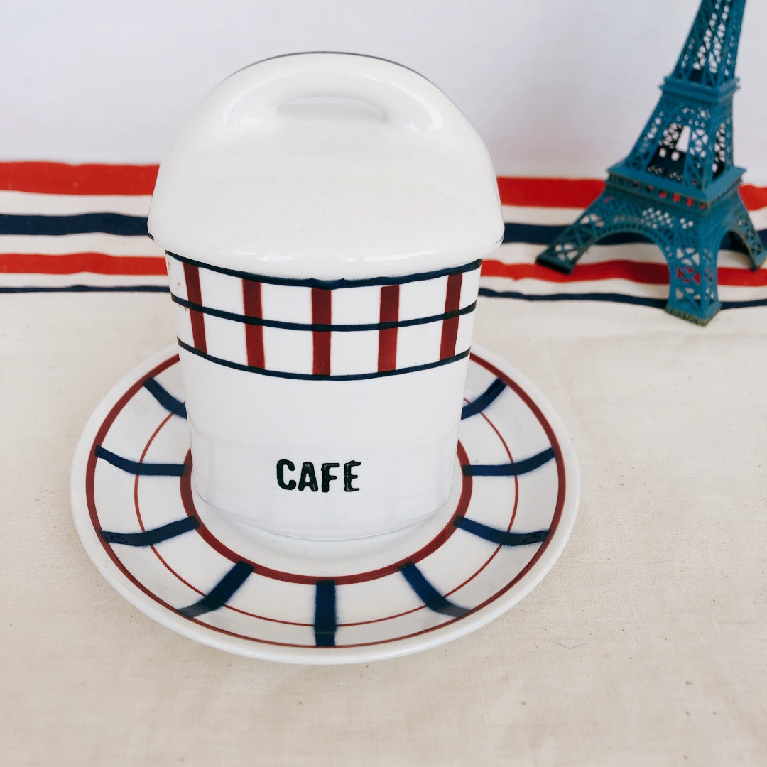ディゴワンサルグミンヌ バスク柄 ソーサー/プレート FANDANGO『ルージュ・マリン』フランスアンティーク食器 フランス 蚤の市