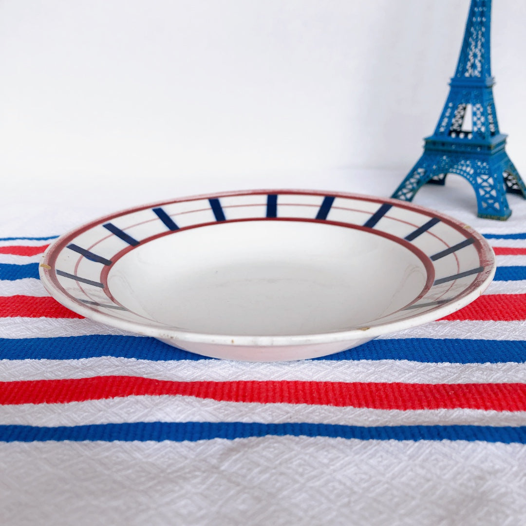 ディゴワンサルグミンヌ バスク柄 深皿/スーププレート FANDANGO『ルージュ・マリン』I フランスアンティーク食器 フランス 蚤の市