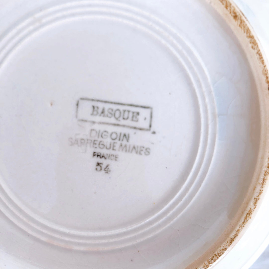 ディゴワンサルグミンヌ 『BASQUE』バスク柄 スーピエール フランスアンティーク食器 フランス蚤の市 ブロカント バスクアンティーク