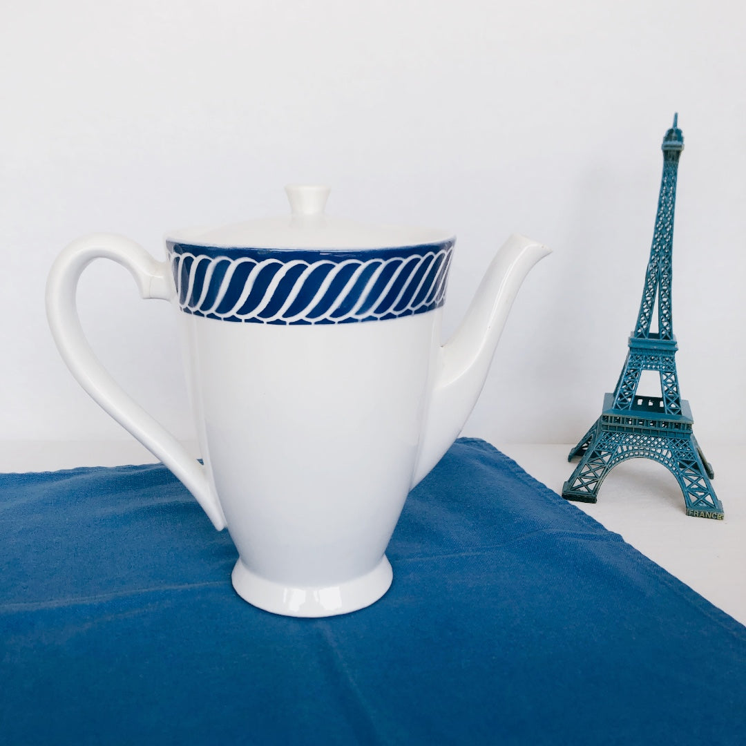 ディゴワンサルグミンヌ Digoin&sarregumines コーヒー/ティーポット ”JACQUOT” ブルー フランスアンティーク食器 ブロカント 蚤の市