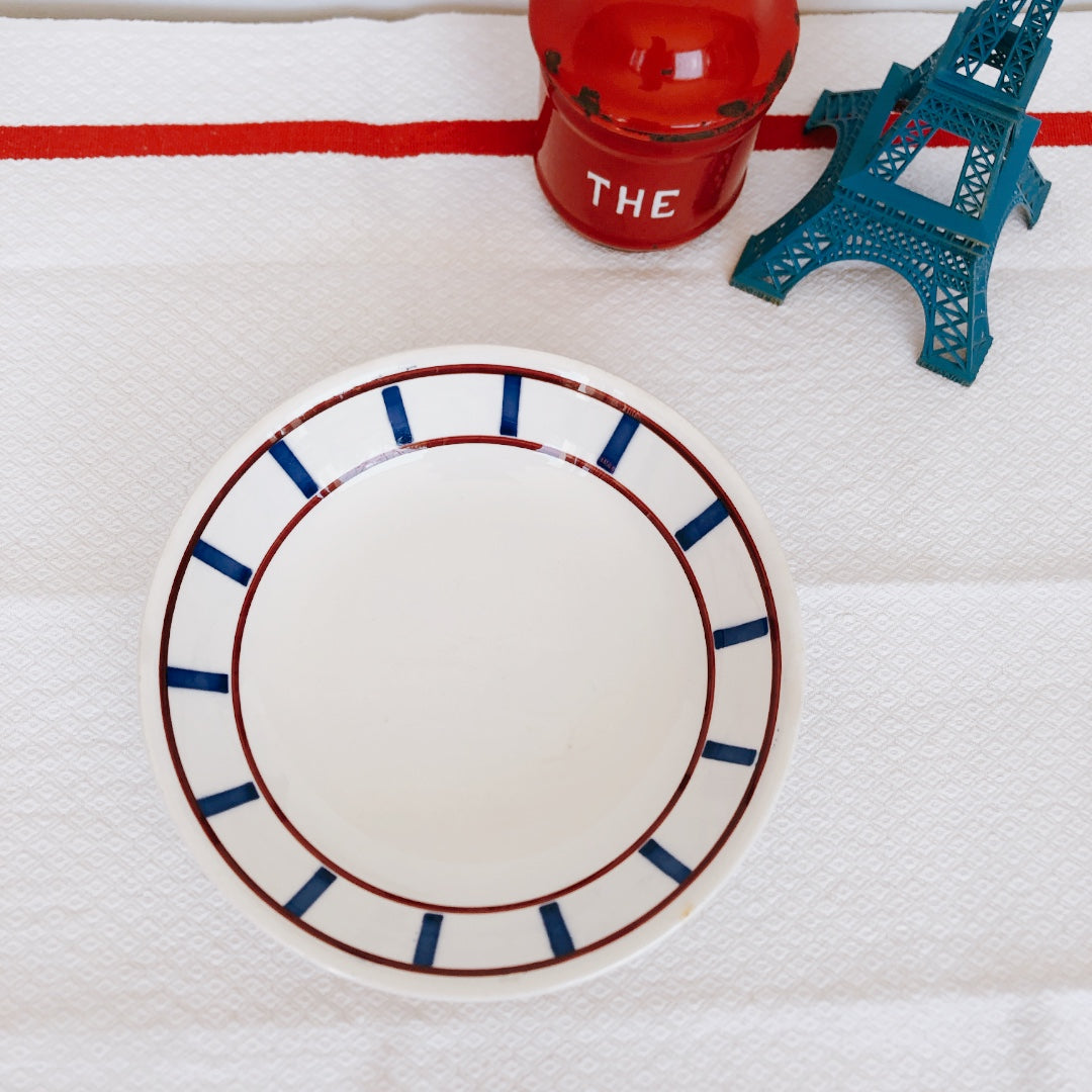 ディゴワンサルグミンヌ 『BASQUE』バスク柄 キャロットプレート ルージュ・マリン G フランスアンティーク食器 フランス蚤の市・ブロカント