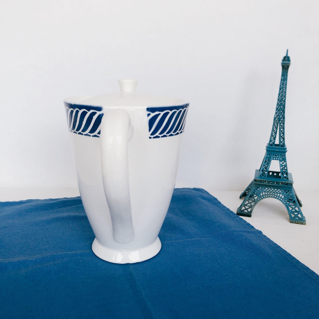 ディゴワンサルグミンヌ Digoin&sarregumines コーヒー/ティーポット ”JACQUOT” ブルー フランスアンティーク食器 ブロカント 蚤の市