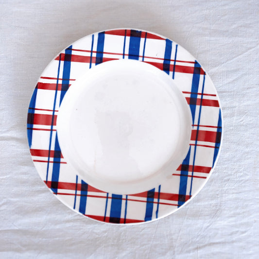 ディゴワンサルグミンヌ 『BASQUE』バスク柄 デイナープレート A フランスアンティーク食器 フランス蚤の市 ブロカント バスクアンティーク