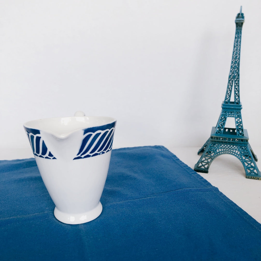 ディゴワンサルグミンヌ Digoin&sarregumines ミルクポット ”JACQUOT” ブルー フランスアンティーク食器 ブロカント 蚤の市