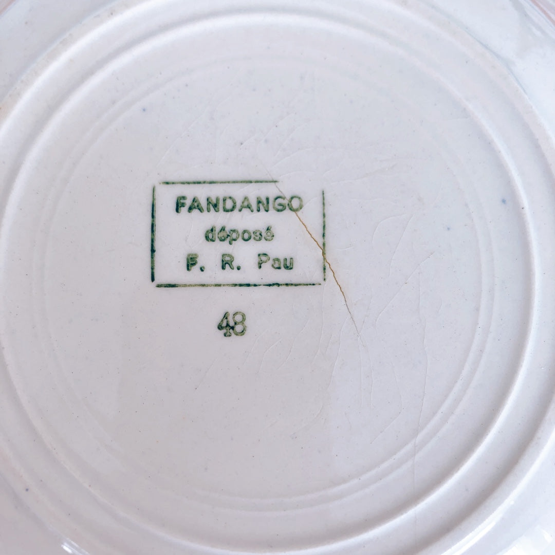 ディゴワンサルグミンヌ バスク柄 深皿/スーププレート FANDANGO『ルージュ・マリン』F フランスアンティーク食器 フランス 蚤の市