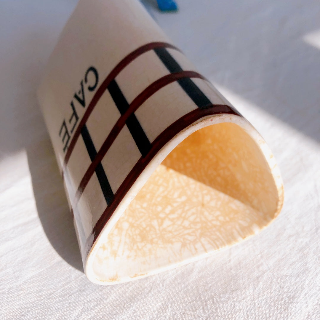 フランスアンティーク HBCM Béarn クレイユモントロー バスク柄 キャニスター「レッドxブルー」フランスアンティーク食器 ブロカント 蚤の市