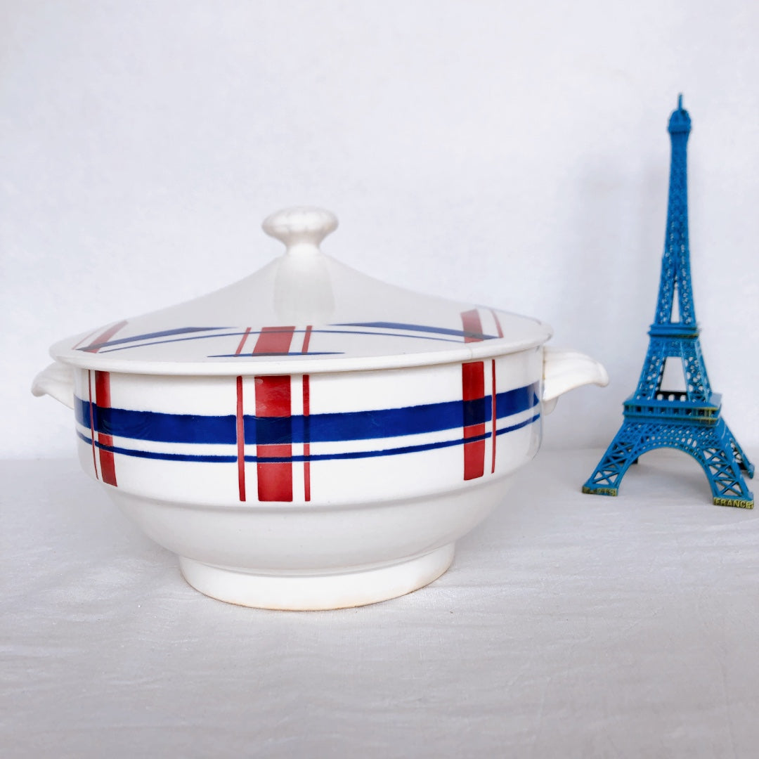 ディゴワンサルグミンヌ 『BASQUE』バスク柄 スーピエール フランスアンティーク食器 フランス蚤の市 ブロカント バスクアンティーク