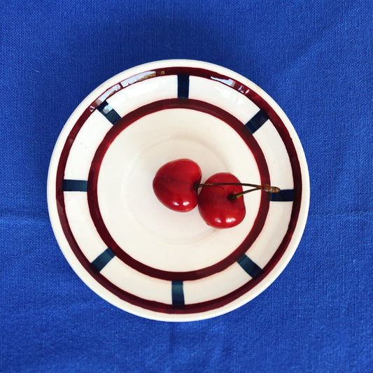 バドンヴィレー ソーサー/小皿 バスク柄 『ルージュ・ブルー』C フランスアンティーク食器 フランス 蚤の市