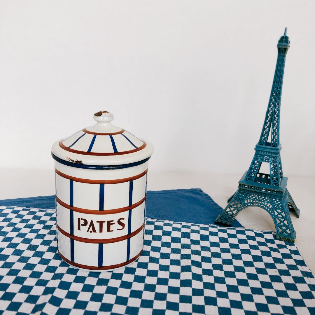 フランスアンティーク・ヴィンテージ バスク柄 ホーロー製キャニスター D フランスアンティーク/ビンテージ雑貨 ブロカント 蚤の市
