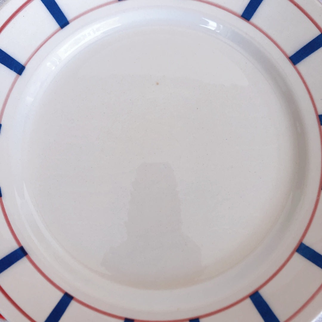 ムーランデルー Moulin des Loups バスク柄 大皿 ラウンドプレート27㎝ B フランスアンティーク食器 ブロカント 蚤の市
