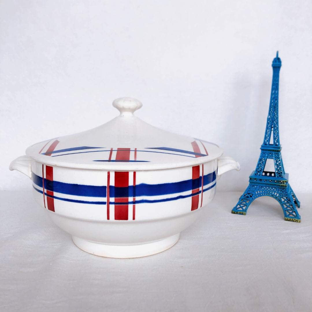 ディゴワンサルグミンヌ 『BASQUE』バスク柄 スーピエール フランスアンティーク食器 フランス蚤の市 ブロカント バスクアンティーク