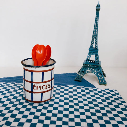 フランスアンティーク・ヴィンテージ バスク柄 ホーロー製キャニスター F フランスアンティーク/ビンテージ雑貨 ブロカント 蚤の市