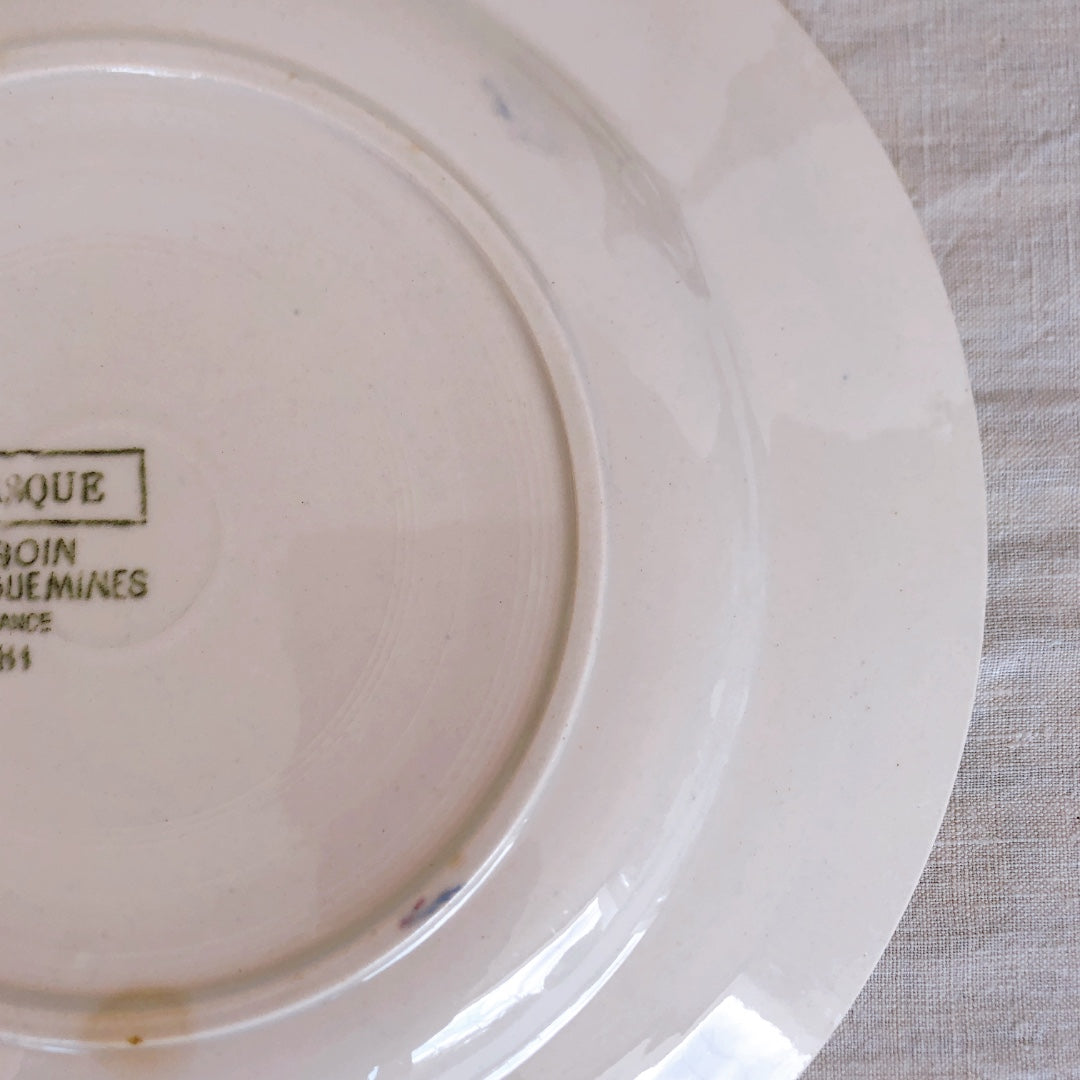 ディゴワンサルグミンヌ 『BASQUE』バスク柄 デイナープレート B フランスアンティーク食器 フランス蚤の市 ブロカント バスクアンティーク