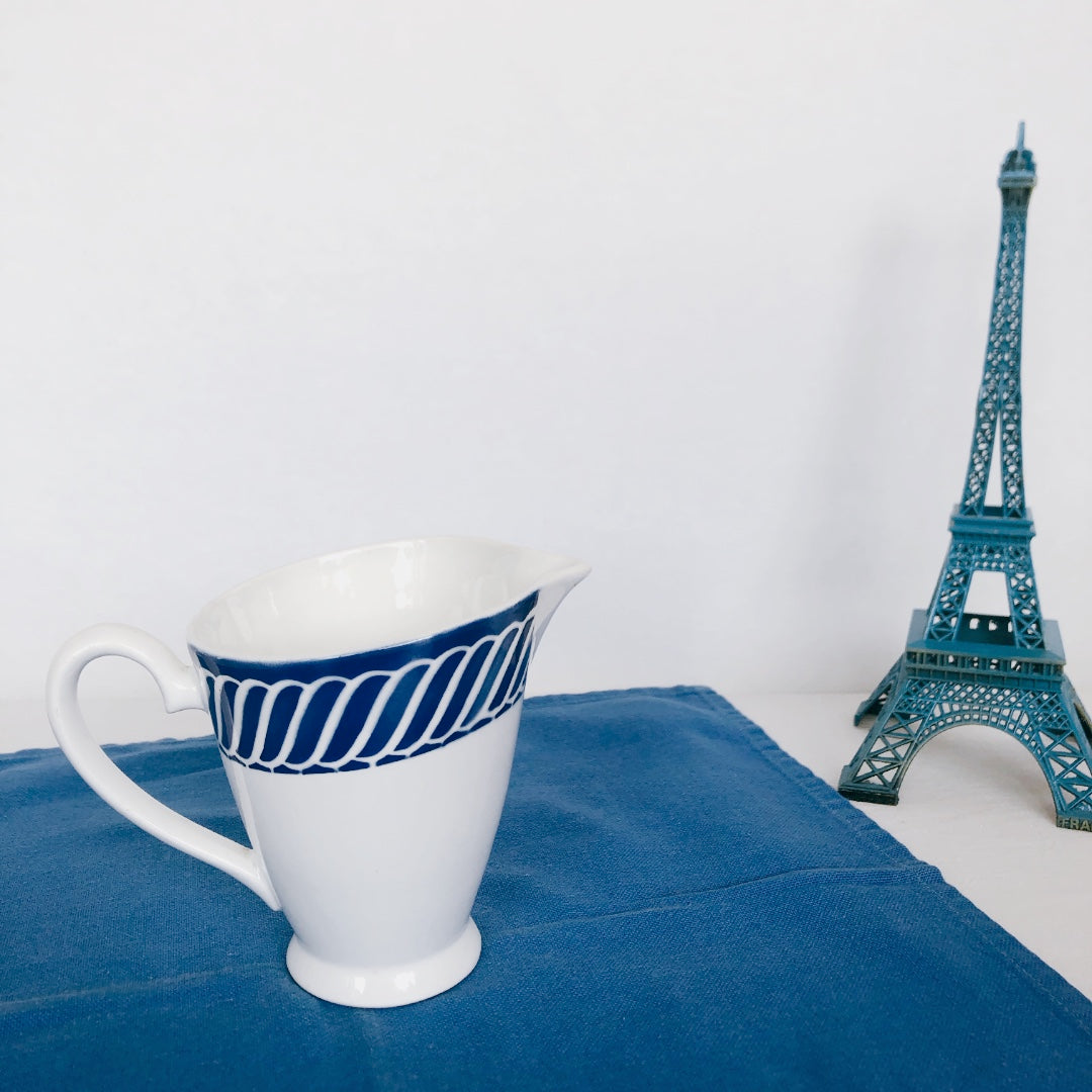 ディゴワンサルグミンヌ Digoin&sarregumines ミルクポット ”JACQUOT” ブルー フランスアンティーク食器 ブロカント 蚤の市