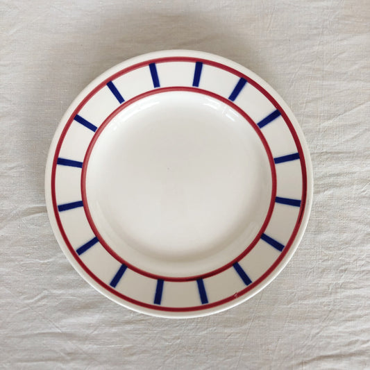 ディゴワンサルグミンヌ 『BASQUE』バスク柄 プレート ・平皿『レッド・ブルー』E フランスアンティーク食器 フランス蚤の市・ブロカント バスク柄ディナープレート