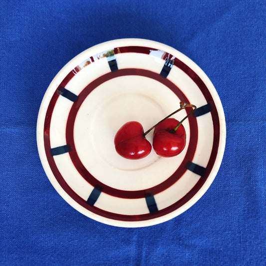 バドンヴィレー ソーサー/小皿 バスク柄 『ルージュ・ブルー』B フランスアンティーク食器 フランス 蚤の市