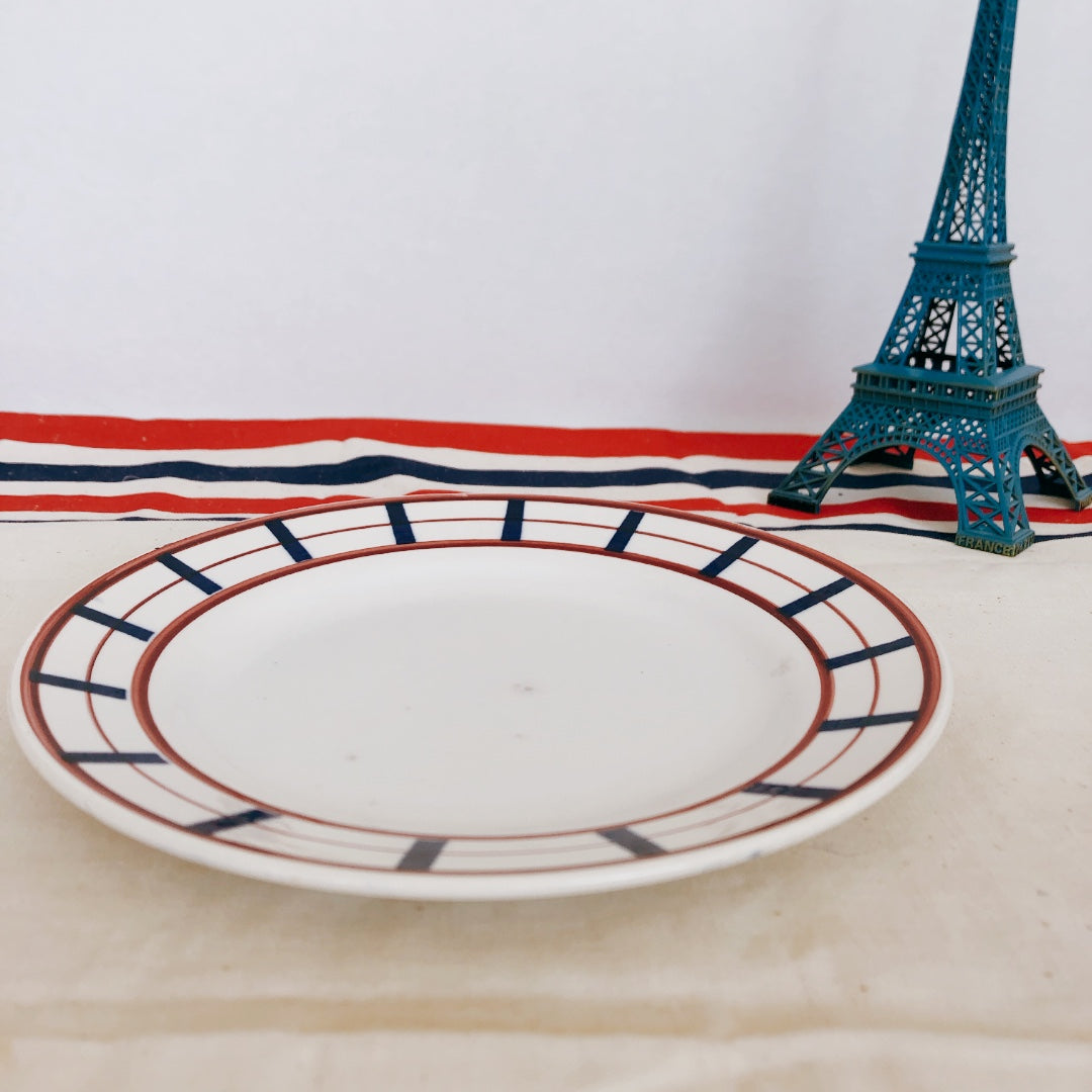 ディゴワンサルグミンヌ バスク柄 プレート/平皿 22.3cm FANDANGO『ルージュ・マリン』A フランスアンティーク食器 フランス 蚤の市
