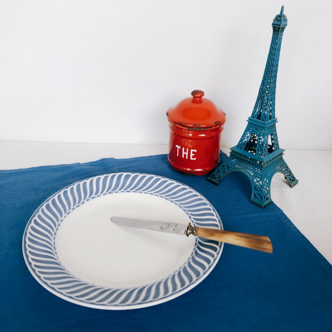 ディゴワンサルグミンヌ Digoin&sarregumines 平皿 ”JACQUOT” ブルー A フランスアンティーク食器 ブロカント 蚤の市