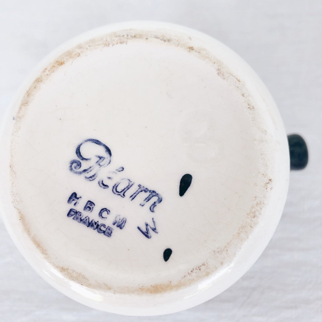 クレイユエモントロー HBCM Béarn バスク柄 ピシェ ミルクポット 240ML「ルージュ・マリン」フランスアンティーク食器 ブロカント