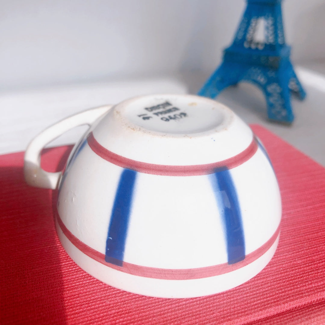 ディゴワンサルグミンヌ バスク柄 コーヒーカップ 『ルージュ・マリン』B フランスアンティーク食器 フランス蚤の市・ブロカント バスク柄食器