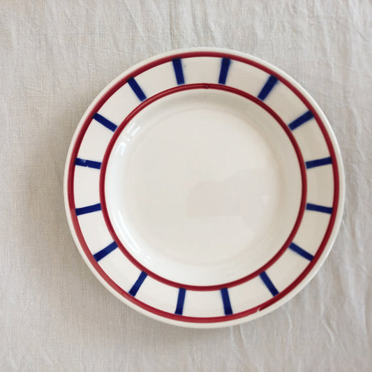ディゴワンサルグミンヌ 『BASQUE』バスク柄 プレート ・平皿『レッド・ブルー』B フランスアンティーク食器 フランス蚤の市・ブロカント バスク柄ディナープレート