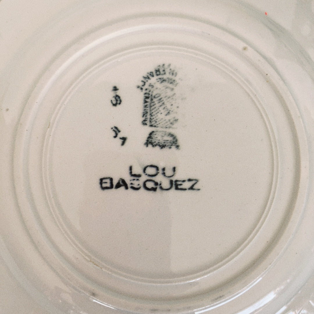 サンタマン 『Lou Basquez』デザートプレート バスク柄 『レッドxブルー』H フランスアンティーク食器 フランス 蚤の市
