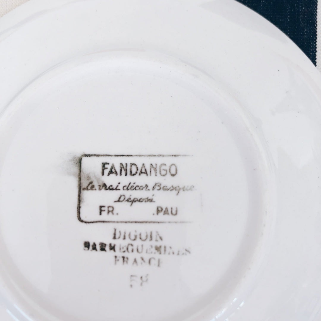 ディゴワンサルグミンヌ カップ&ソーサー A バスク柄 FANDANGO『ルージュ・マリン』フランスアンティーク食器 フランス 蚤の市