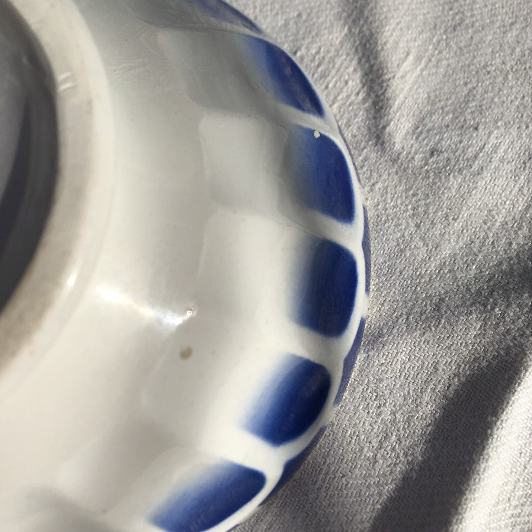 フランスアンティーク・Luneville リュネヴィル カフェオレボール 大人気ウロコ柄 ブルー 17.8㎝ アンティーク食器 ヴィンテージカフェオレボウル