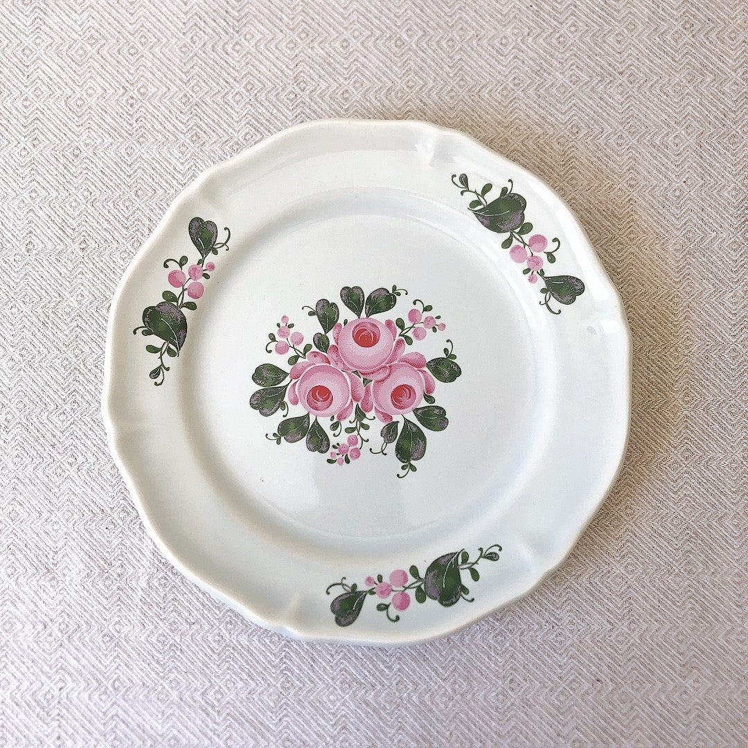 フランスアンティーク・食器・皿・プレート・ブロカント St Amand サンタマン 花リム デザートプレート 花リム A
