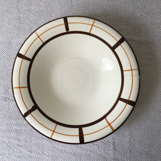 フランスアンティーク Longchamp ロンシャン YVONNE の底付皿 マロン✕オレンジ