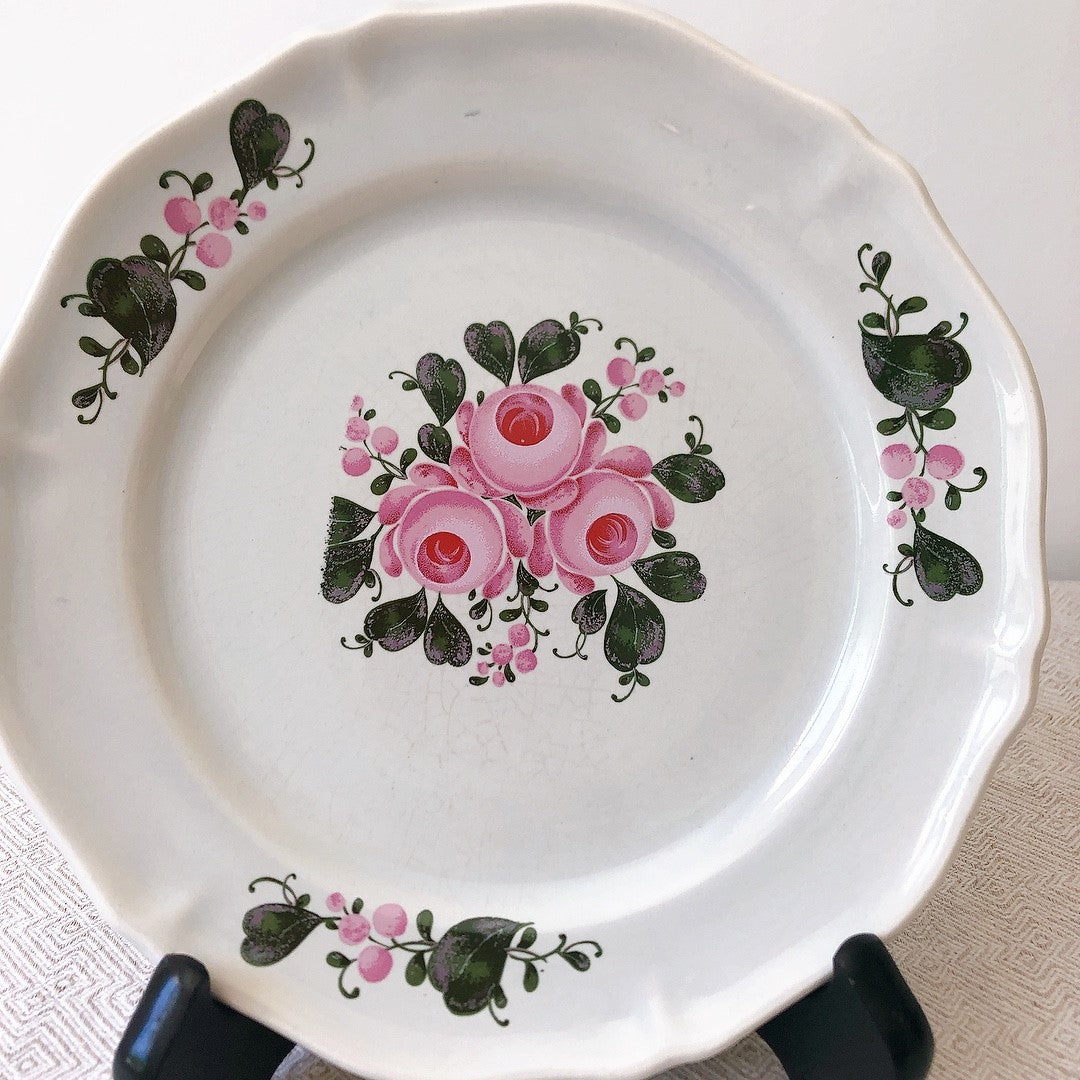 フランスアンティーク・食器・皿・プレート・ブロカント St Amand サンタマン 花リム デザートプレート 花リム D